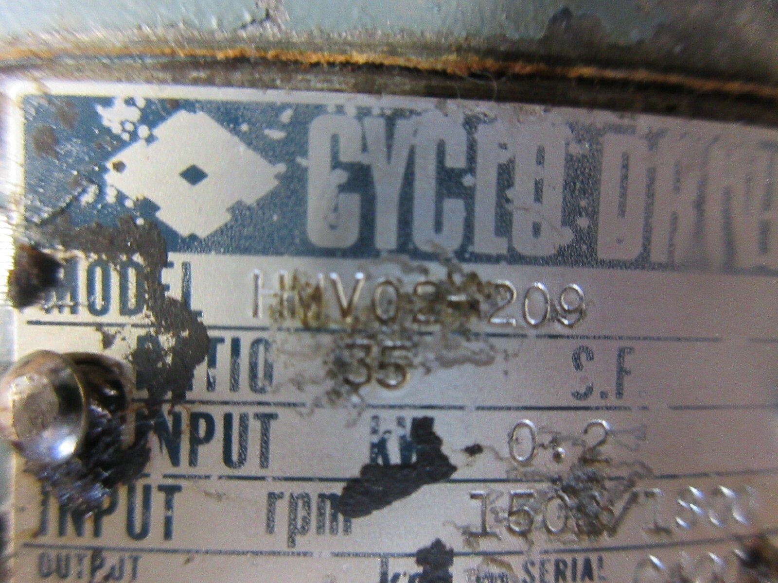 SUMITOMO CYCLO DRIVE GEAR MOTOR TYPE TG-F HMV02-209 HITACHI SEIKI HG630 CNC MILL