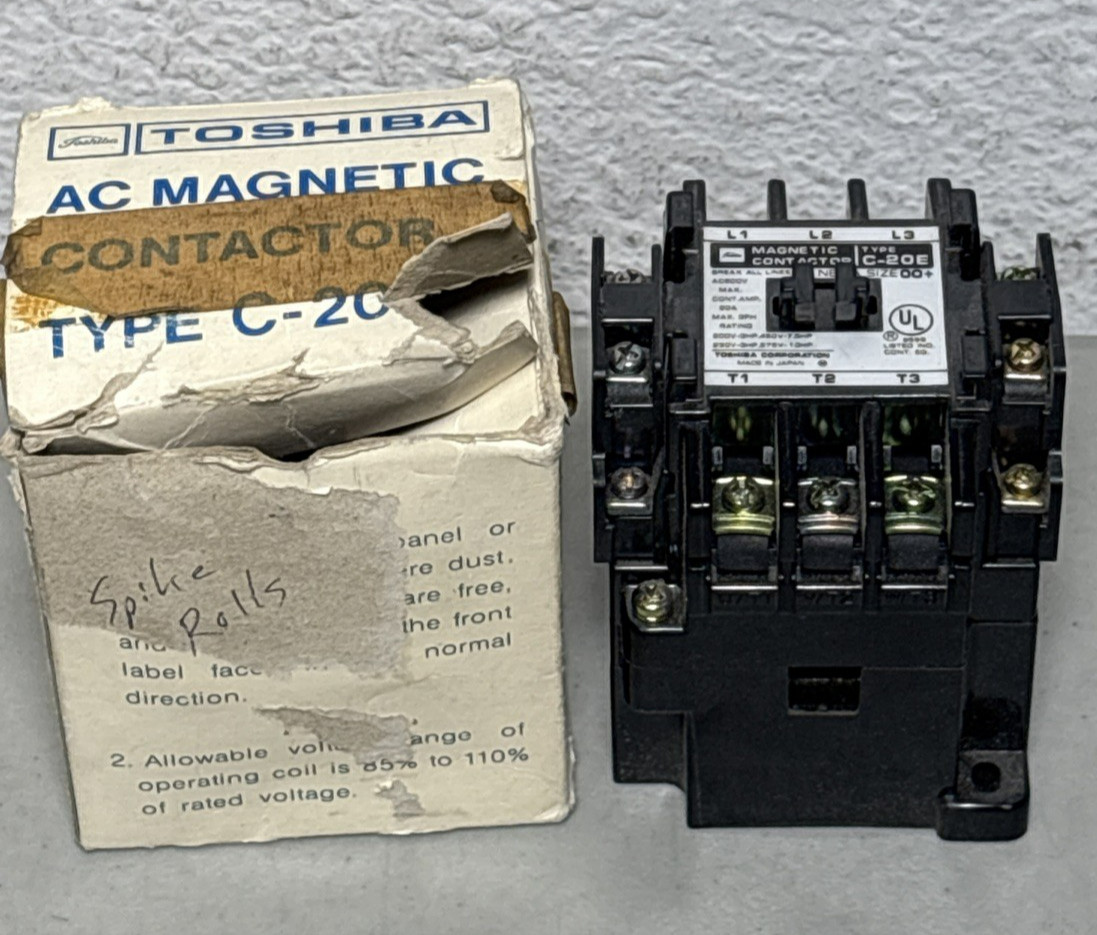 Toshiba Type C-20E Magnetic Contactor Size 00+ 20 Amp – New in Box