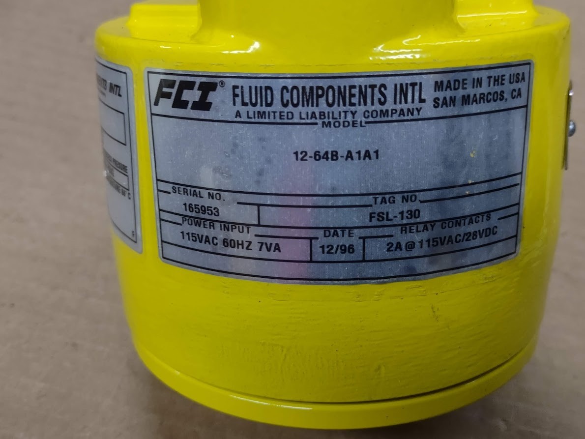 FCI 12-64B-A1B1 Flow Switch Explosion Proof Fluid Components Intl