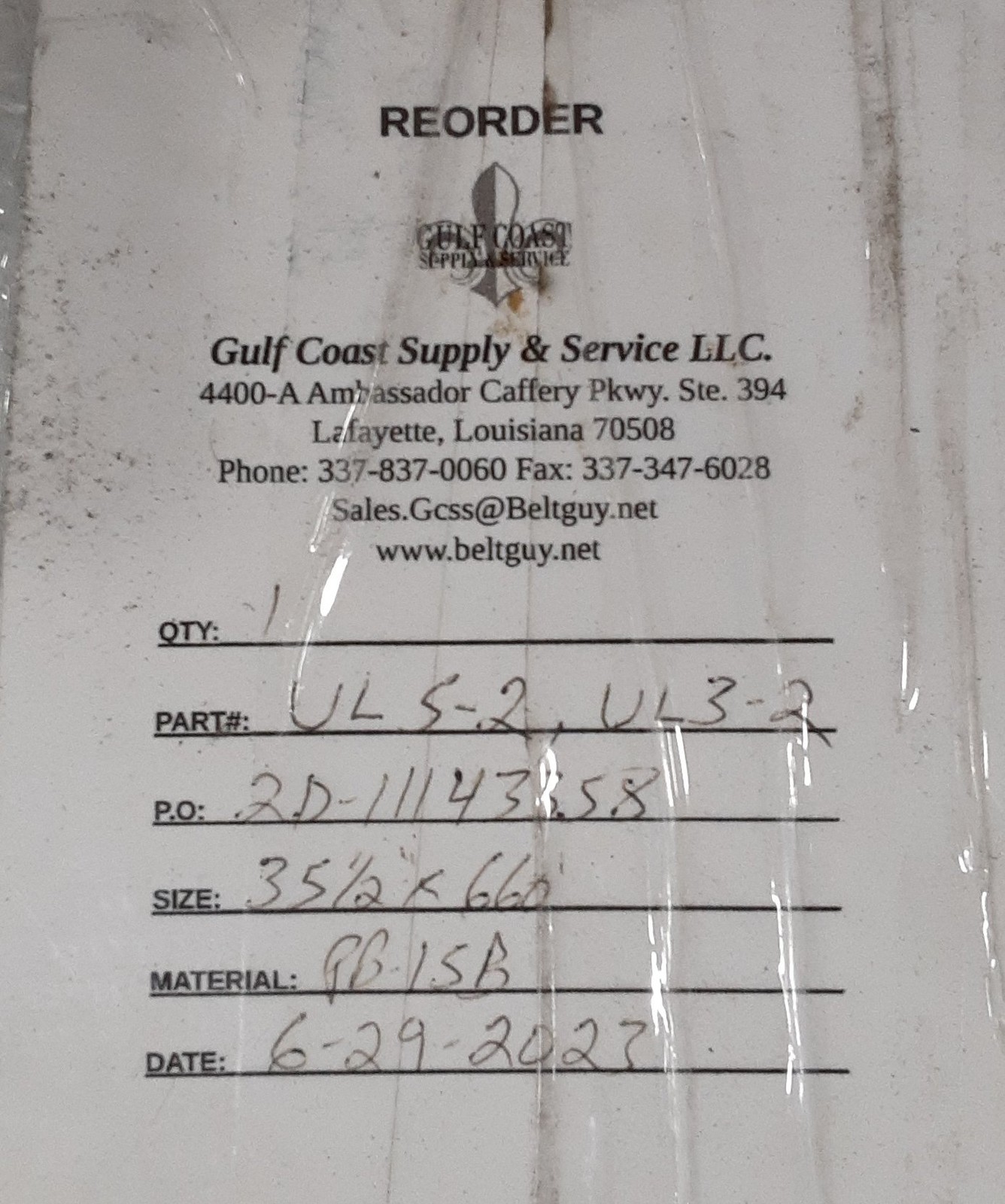 Beltguy PB-ISB 1/8 THICK Rubber Conveyor Belt 35-1/2 x 660