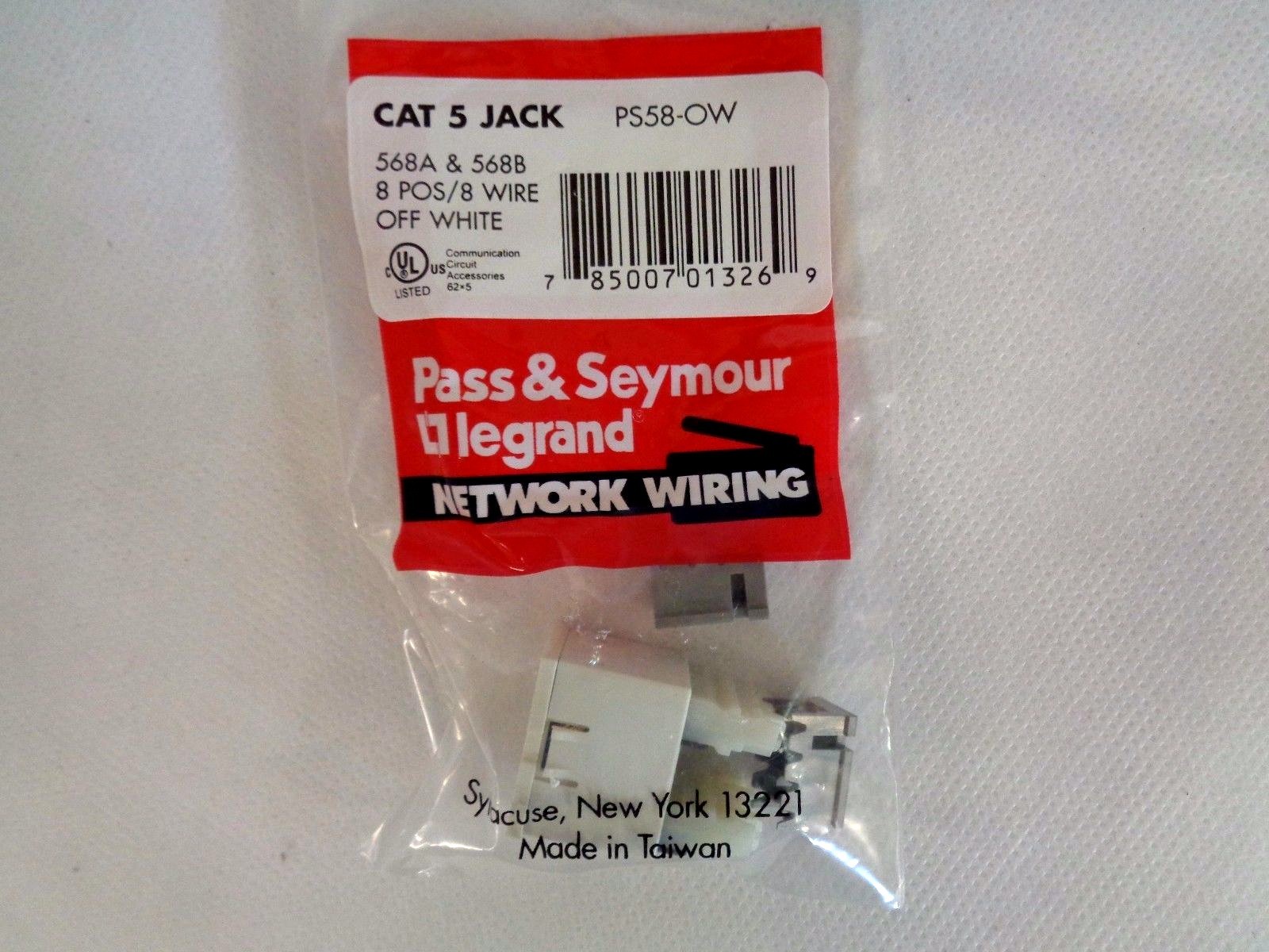 NEW BOX OF 8 PASS & SEYMOUR PS58-OW CAT 5 JACK