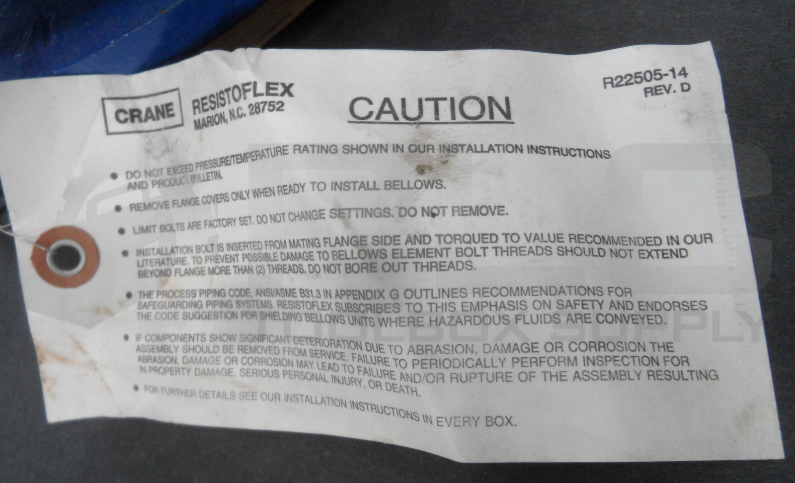 NEW CRANE RESISTOFLEX R22505-14 REV.D FLANGED EXPANSION JOINT 4″ *READ*