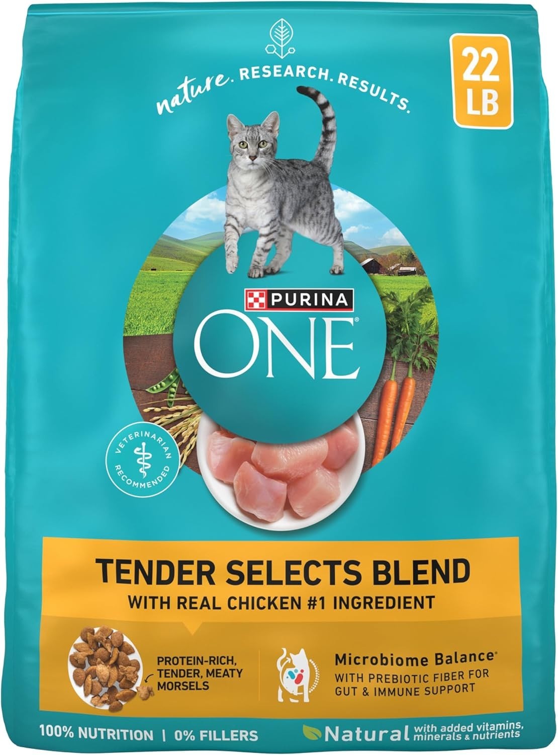 Purina ONE Tender Selects Natural Dry Cat Food – Chicken, 22 Lb
