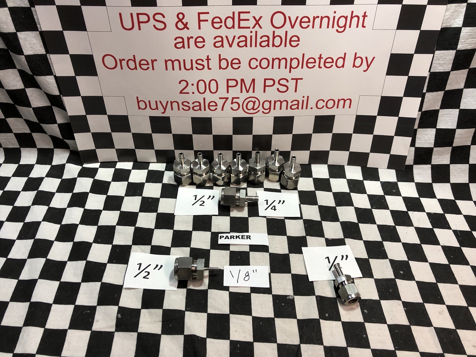 10X PARKER REDUCER 1/8″ – 1/2″ TUBING, 6TUR4-316, 8TUR2-316, 4TUR8-316 #1622C6
