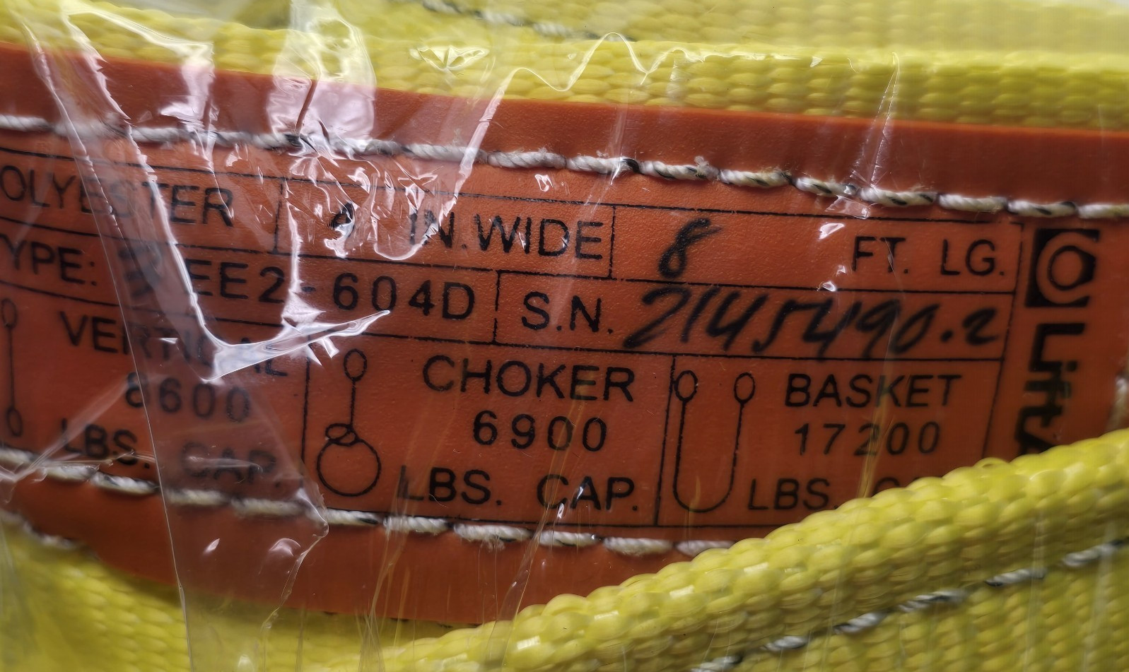 LIFT-ALL Web Sling: Type 3, Polyester, 8 ft Sling Lg, 12 in Eye Lg, 2 Plies