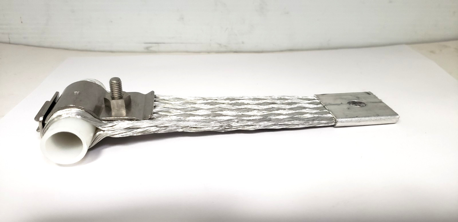 BRAIDED GROUND FLAT WIRE W/I-BEAM CLAMP, K515, 7-1/4″ TOTAL LENGTH, NNB
