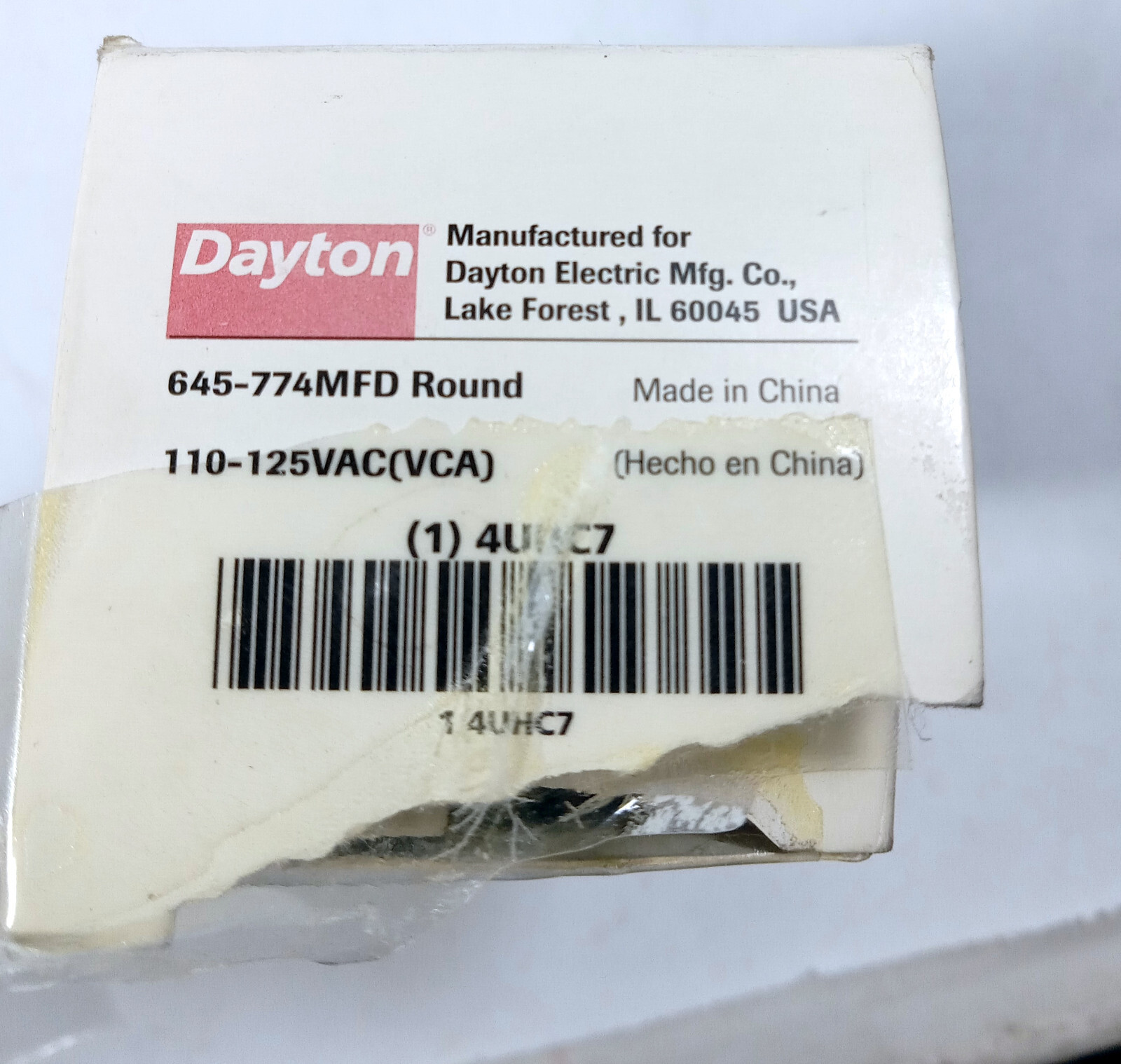 1 NEW DAYTON 645-774MFD MODEL 4UHC7 ROUND MOTOR START CAPACITOR NIB *MAKE OFFER*