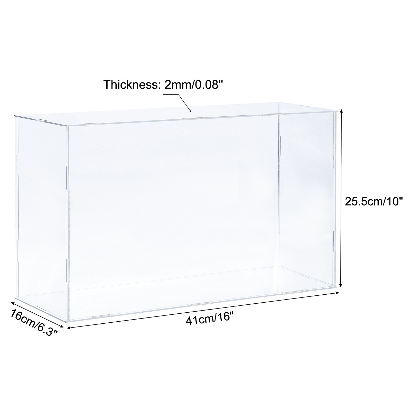 Acrylic Display Case Plastic Box Showcase 41x16x25.5cm for Collectibles Items
