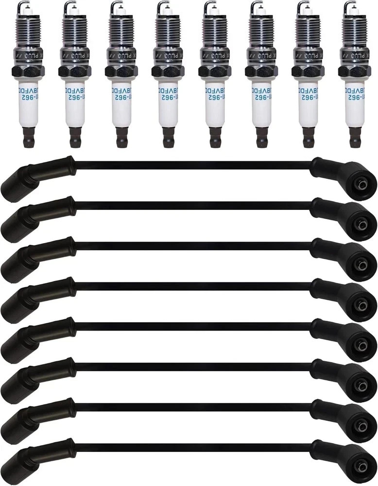 8pcs Tune Up Kit 9748HH 41-962 Spark Plugs & Wires for Chevy GMC V8 4.8 5.3 6.0
