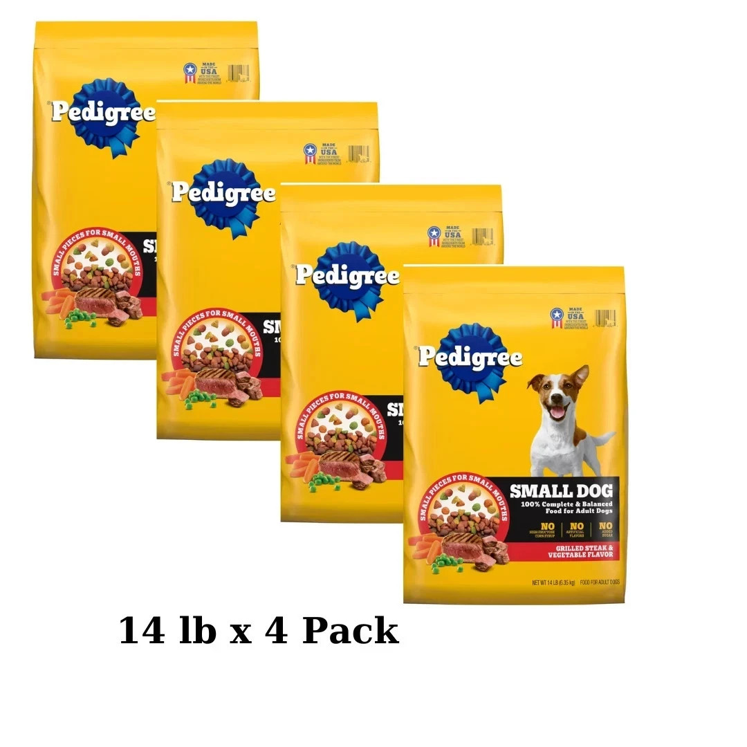 Pedigree Complete Nutrition Adult Small Dog Dry Dog Food, 4 PACK ( 4 x 14lb )