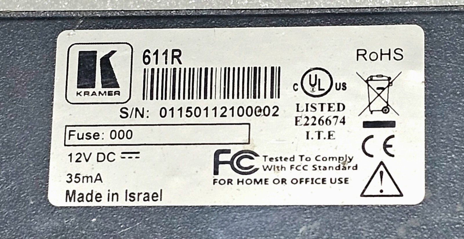 New Kramer Tools Model 611R Network Fiber Optic Receiver 12vdc – Made In Israel