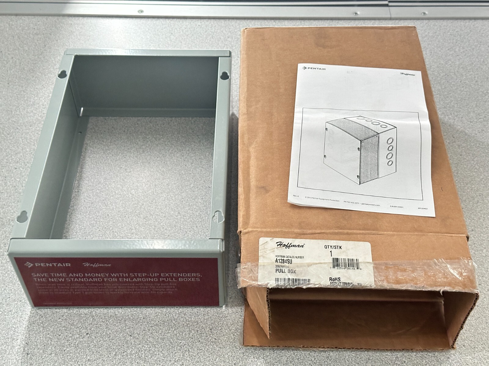 NEW Hoffman A1284SU Screw-Cover Pull Box Extender Type 1, 12x8x4″, Gray Steel