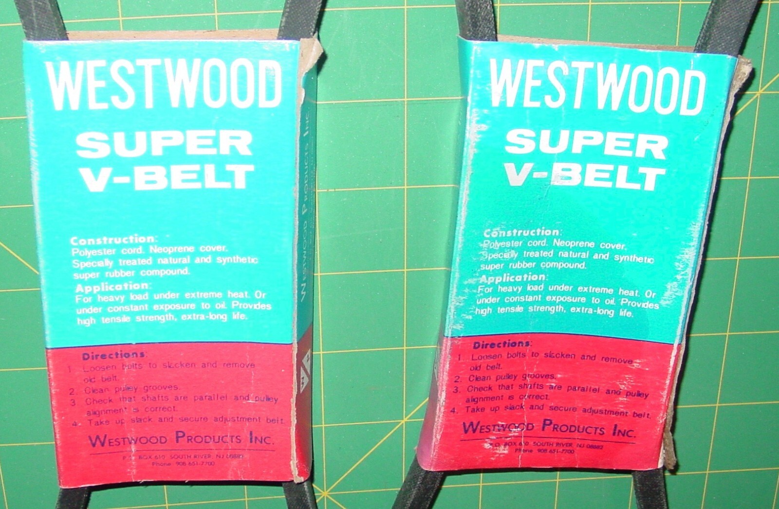 LOT OF 2 Westwood 4L-370 SUPER V-BELT HEAVY LOAD EXTREME OIL HEAT NOS USA MADE