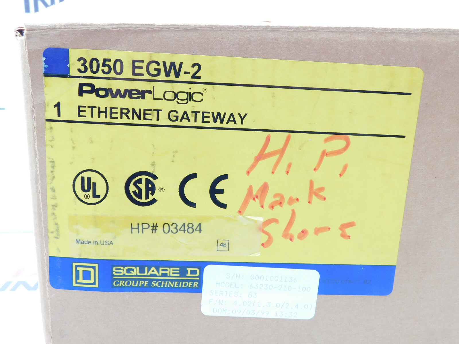 Square D EGW-2 PowerLogic Ethernet Gateway 3050-EGW2 NEW