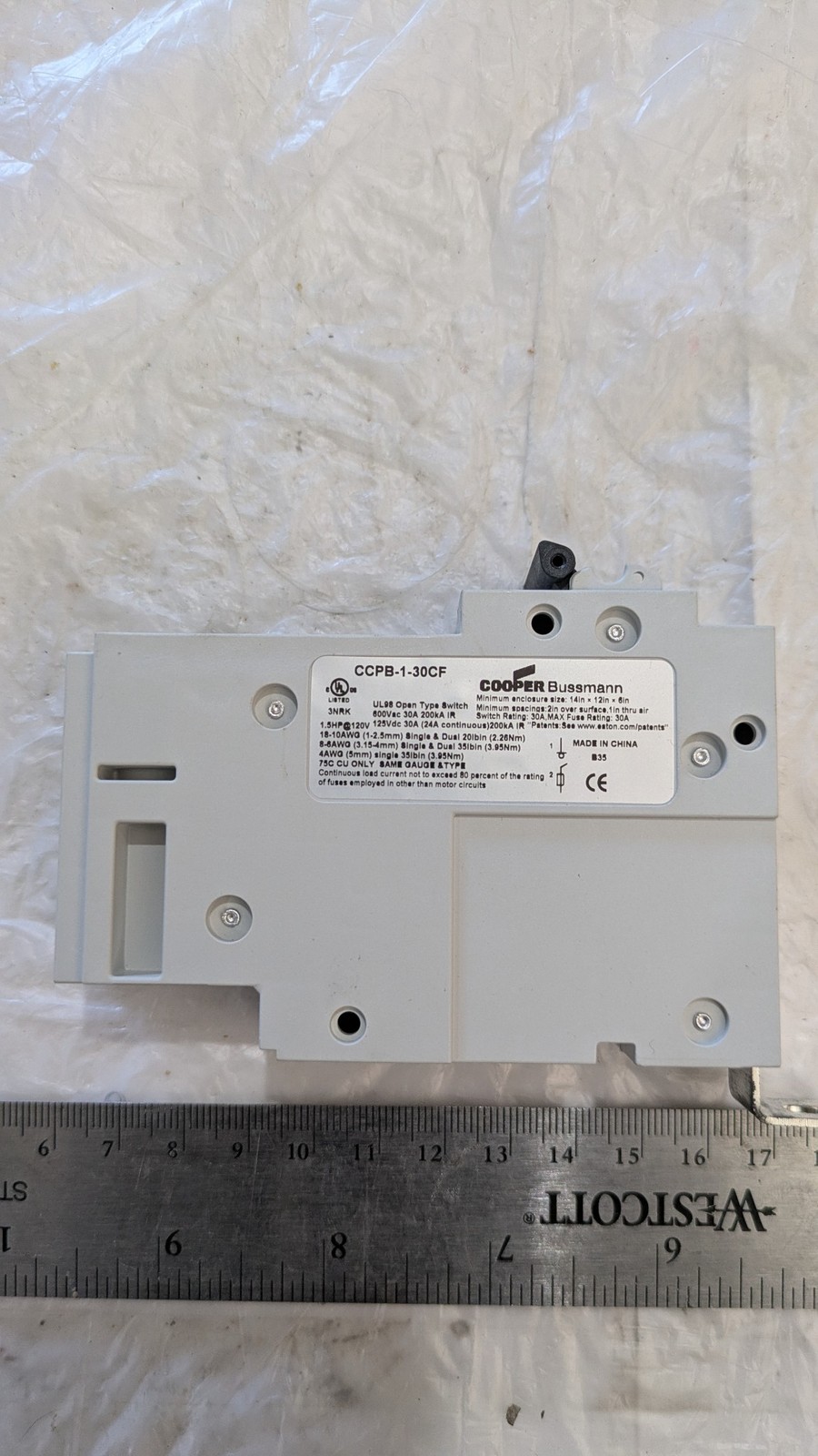 COOPER BUSSMANN CCPB-1-30CF 30A 600V 200KA 50-60HZ 1.5HP 120VAC