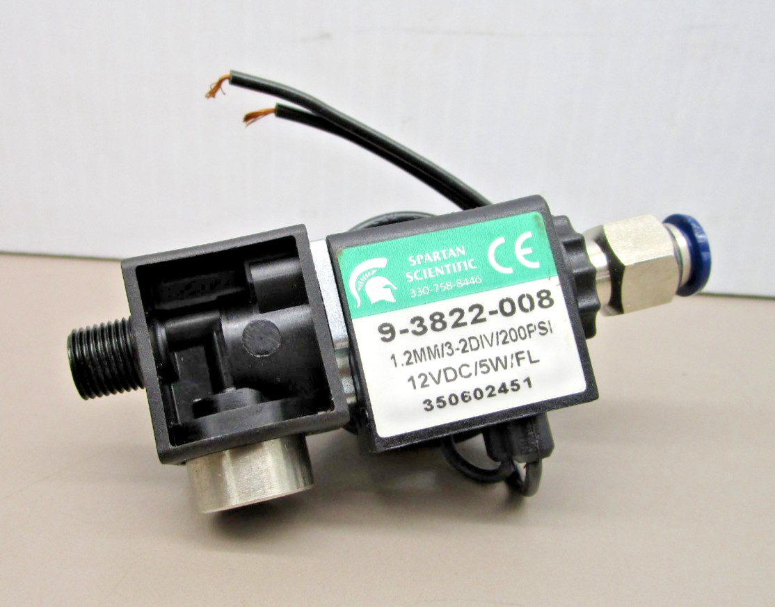Spartan 9-3822-008 Pneumatic Solenoid Valve 1.2MM/3-2DIV/200PSI 12V/5W/FL