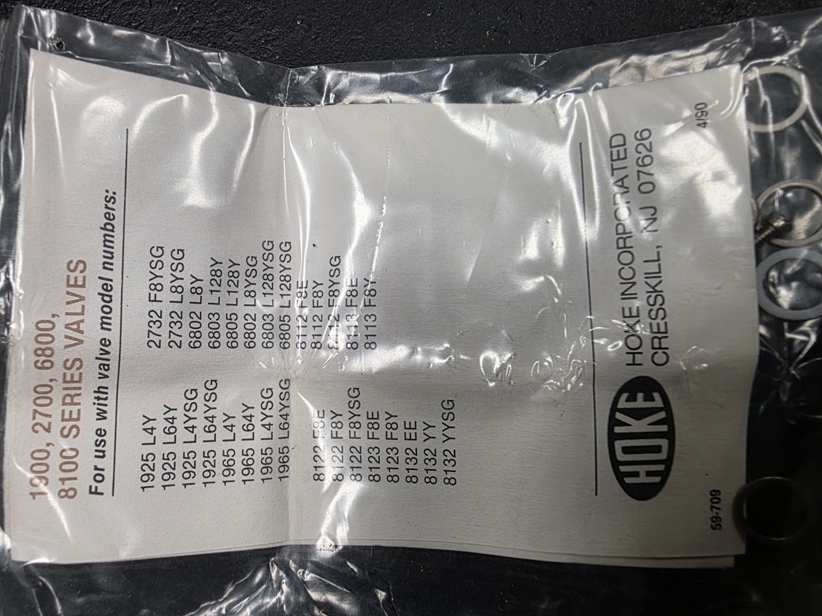 Hoke SP80539K1 Packing & Seat Kit – OEM for 1900/2700/6800/8100 Series Valve