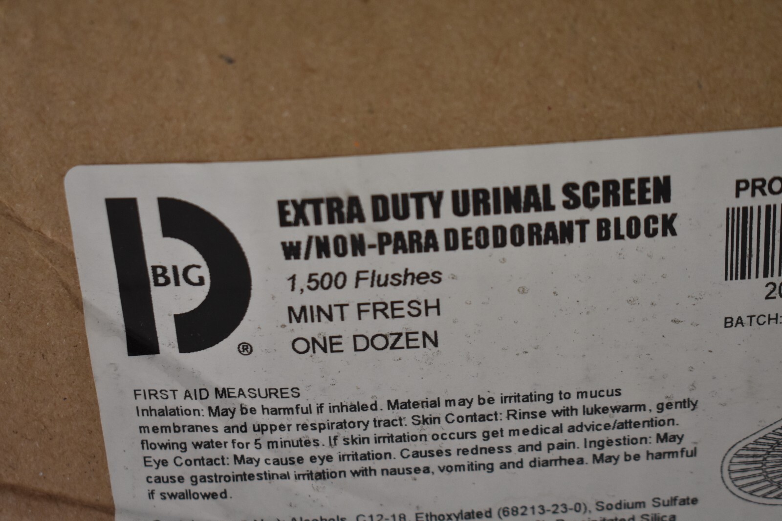 Big D Extra Duty Urinal Screens w Non Para Deodorant Black 12 Pack Mint Fresh