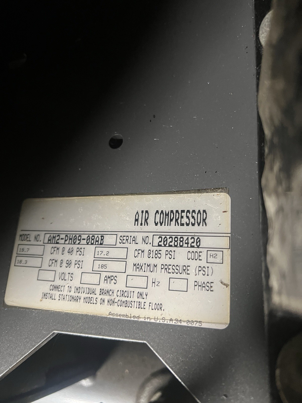 Abatement Technologies Duct-Pro Power Rod System H2500C Air Compressor