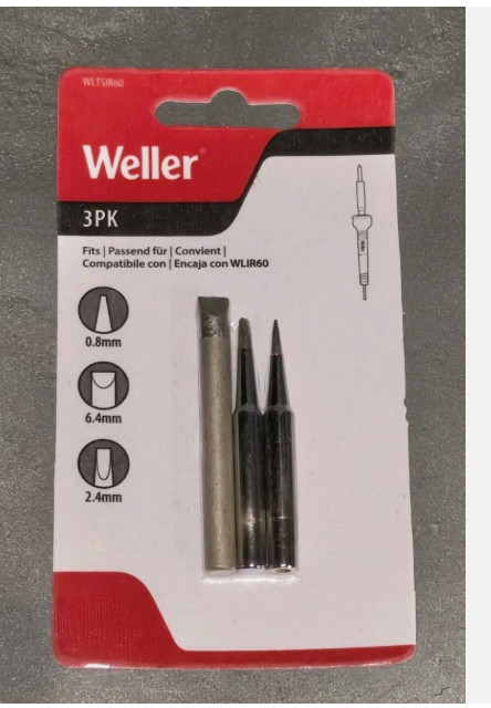 set of 3 Weller WLTSIR60 Conical Tip/Chisel Tip/Screwdriver Tip Set, 11pc. total