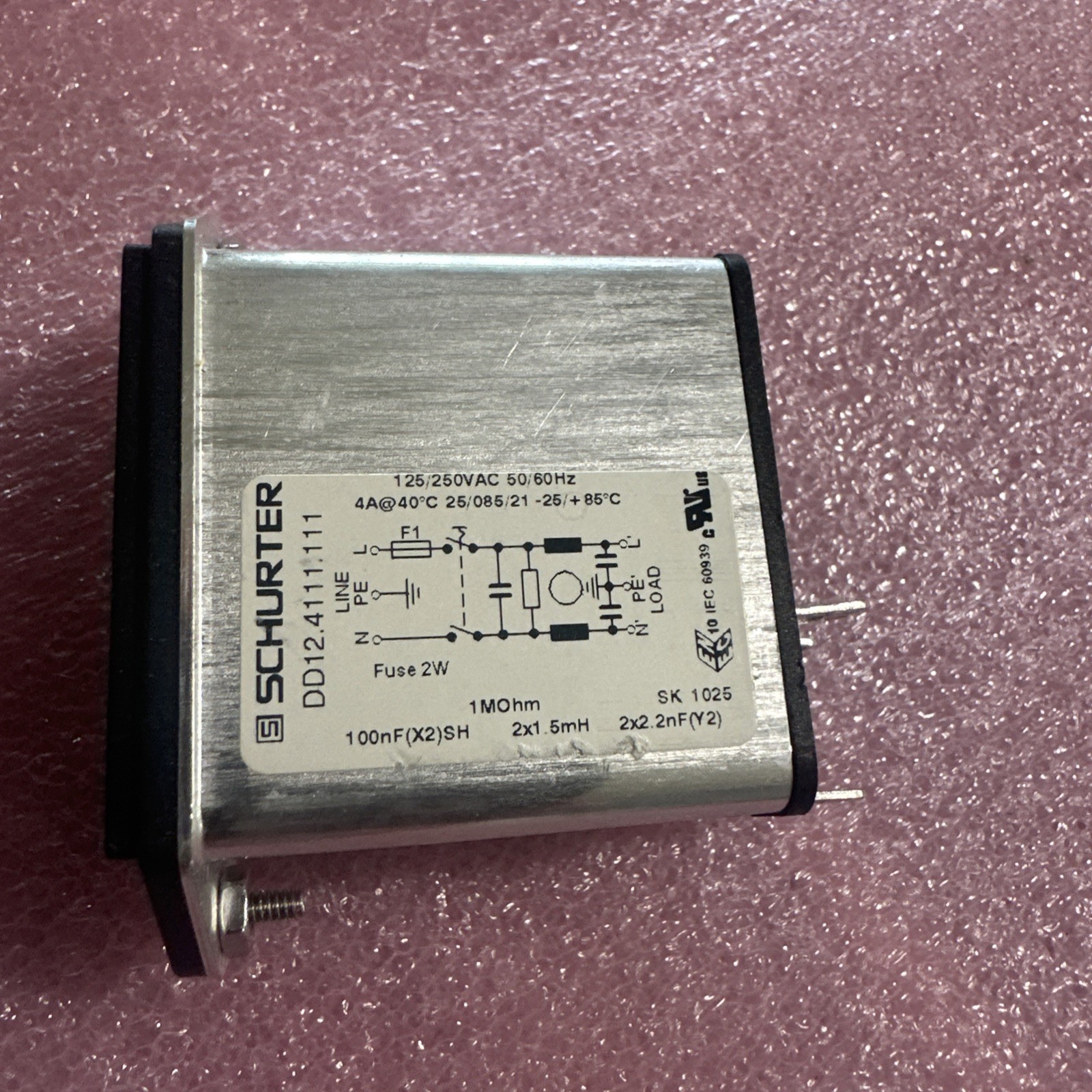 Schurter DD12.4111.111 DD12 POWER ENTRY MODULE W. FILTER 4A