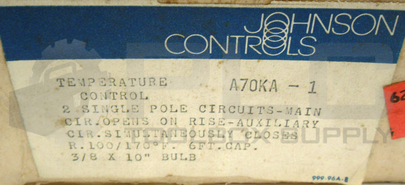 NEW JOHNSON CONTROLS A70KA-1 TEMPERATURE CONTROL 2 SINGLE POLE CIRCUITS