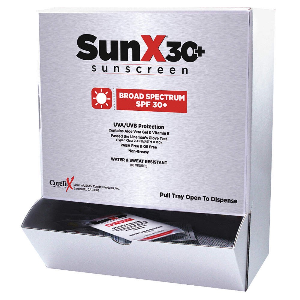 GRAINGER APPROVED 91068 Sunscreen,0.004 oz,30 SPF,PK200 480G18
