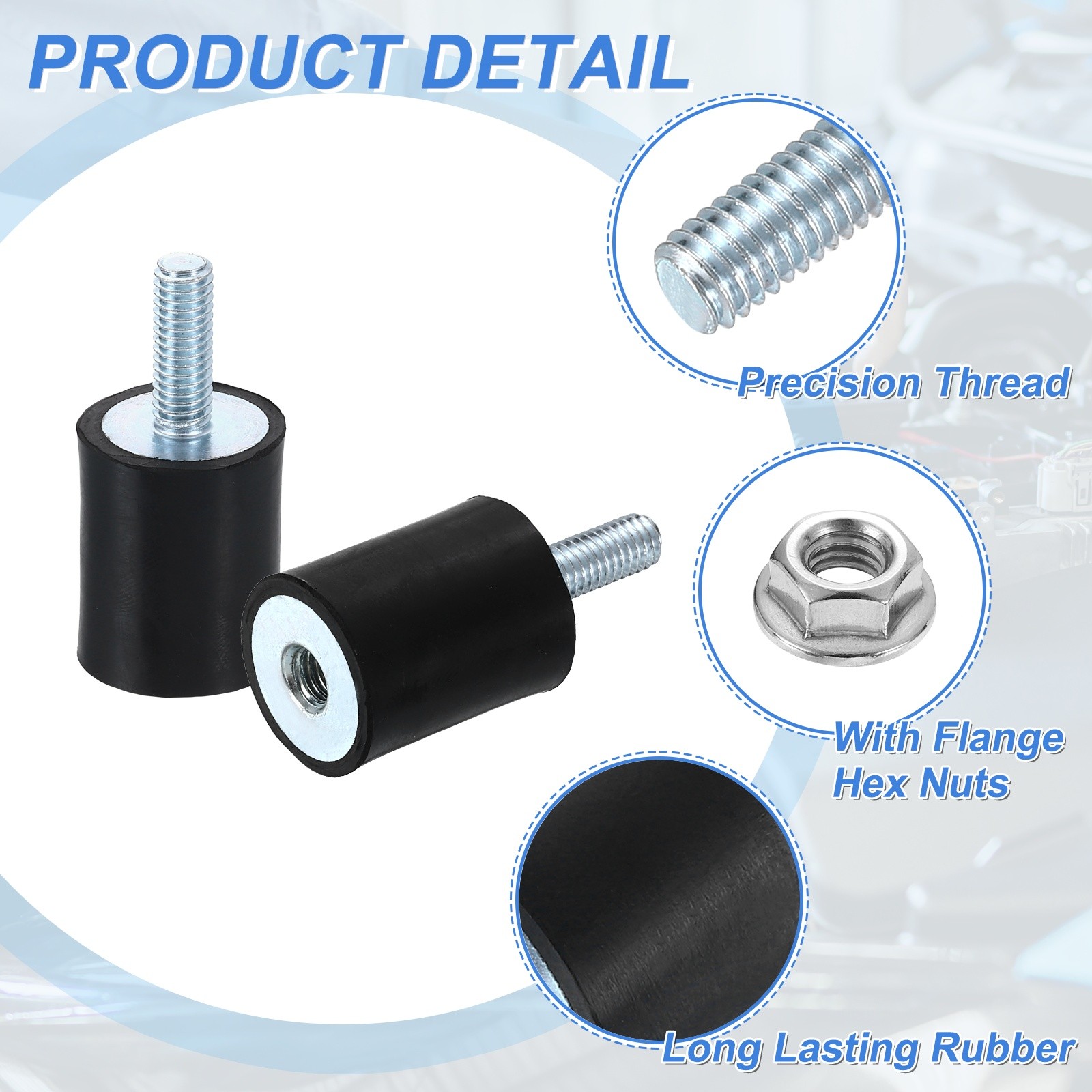 4Pcs M6x18mm Rubber Mounts 20x25mm(DxH) Rubber Shock Absorber Mount with Nuts