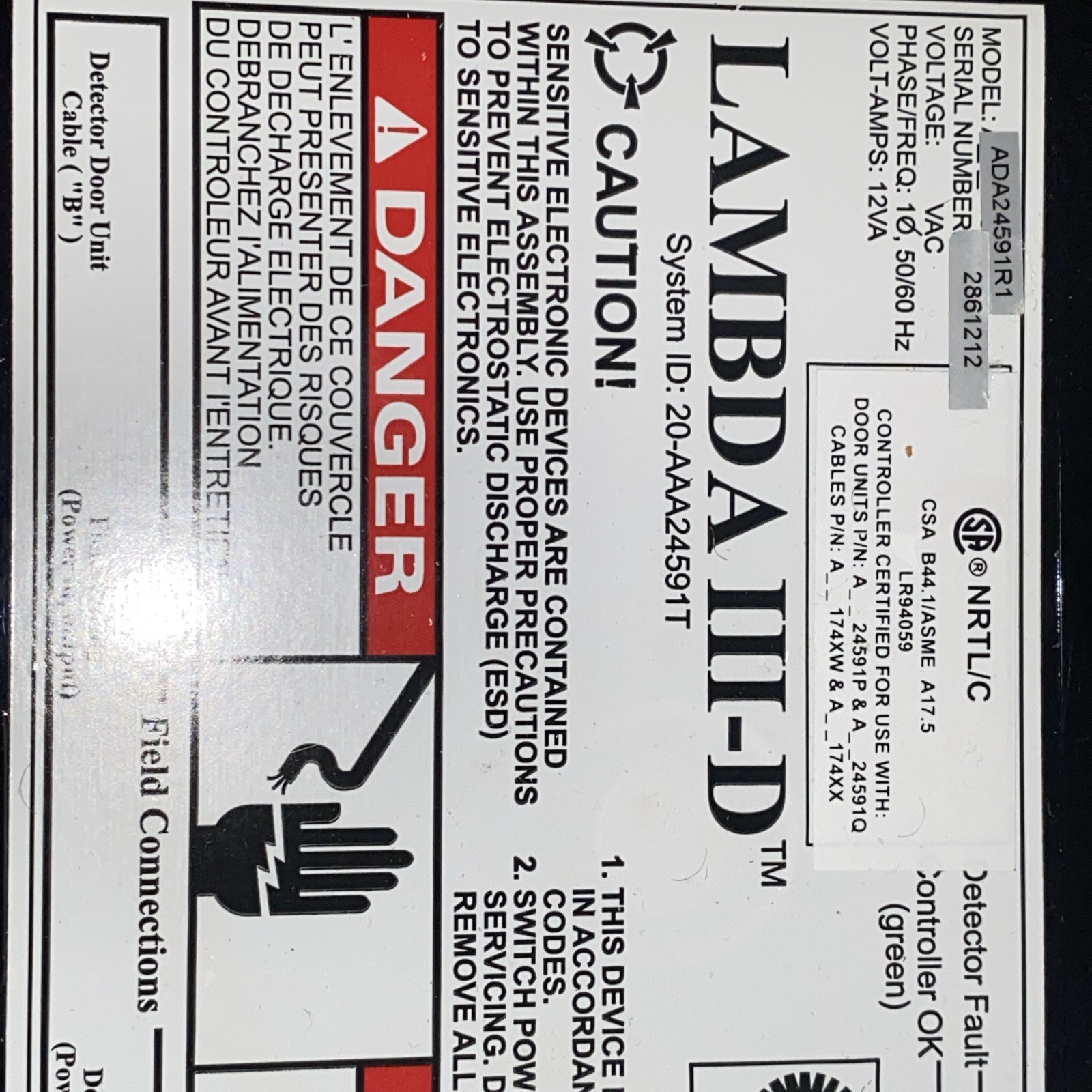 Otis LAMBDA III-D System 20-AAA24591T New (NOT IN ORIGINAL BOX)