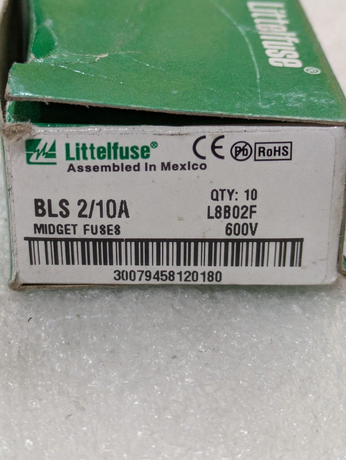 Littelfuse BLS-2/10 Fast-Acting Midget Fuse 0.2A 600VAC New Lot of 10