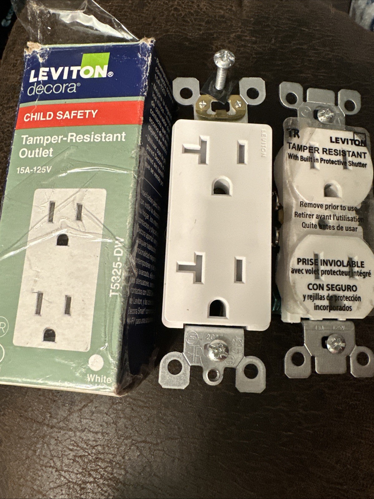 3 Individual LEVITON Tamper resistant Outlets All 3 Are Different