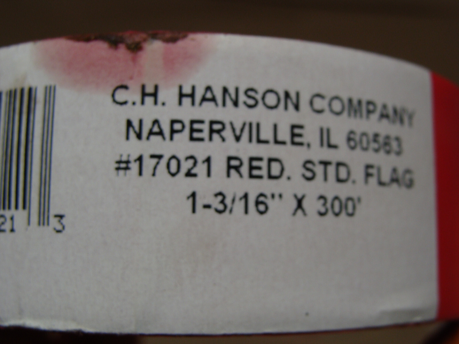 LOT OF 3 C.H. HANSON #17021 RED STD. FLAG TAPE 1-3/16″ X 300′