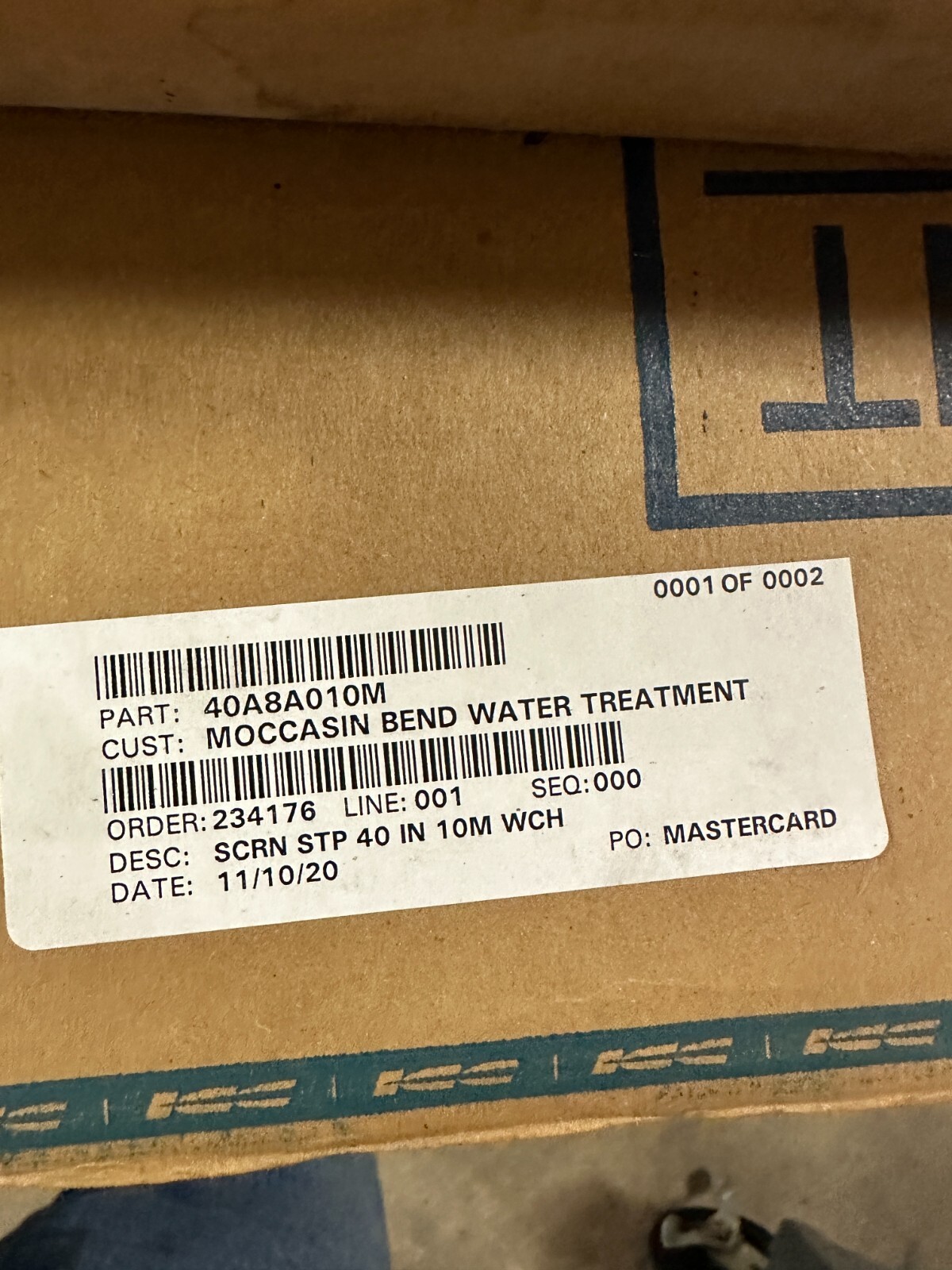 SWECO 40A8A010M 40″ Screen STP 10m WCH – NOS In Original Box Fast Ship
