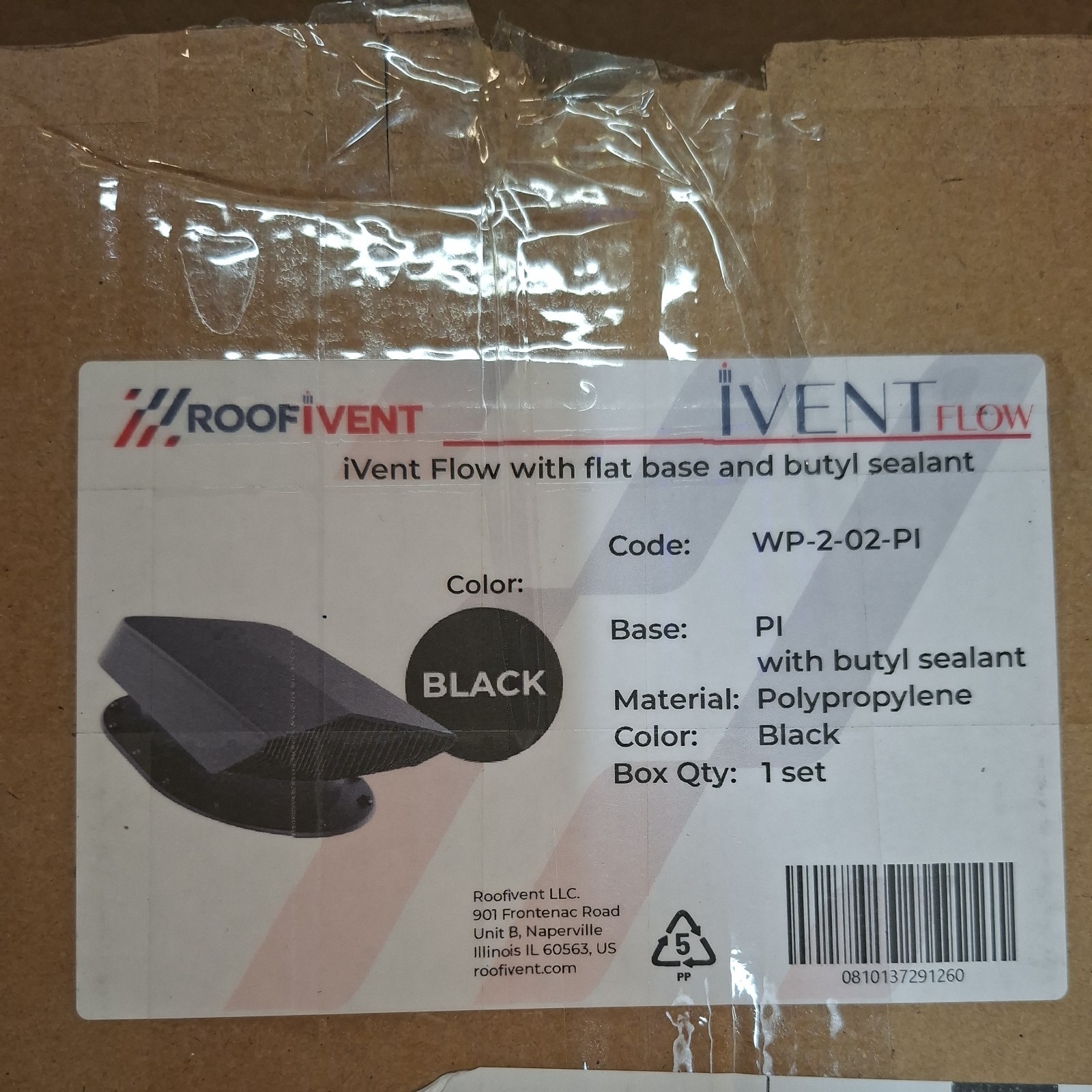 RoofiVent WP-2-02-PI iVent Flow Roof Ventilation for Standing Seam Roof Black×2
