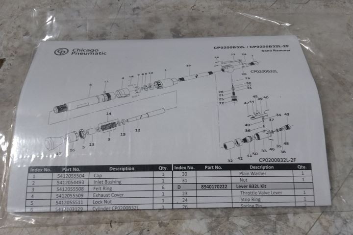 Chicago Pneumatic CP0200B32L-2F 2-1/2 In Bore Size Floor Sand Rammer