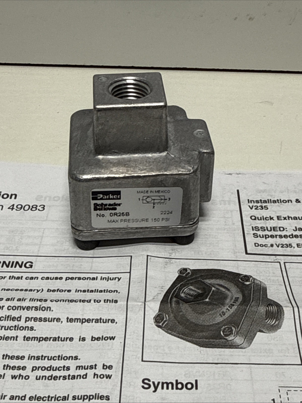 Parker 0R25B 1/4″ Quick-Exhaust Valve: 1/4″ Ports, Aluminum Body, 200psi Max