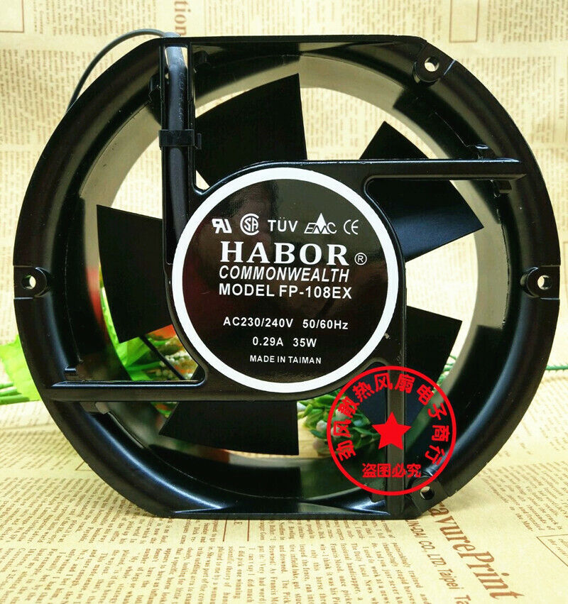 1PC HABOR FP-108EX 230/240V 0.29A 35W 17CM Industrial Cabinet Axial Cooling Fan