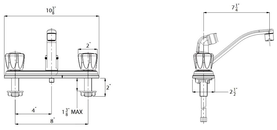 Huntington Brass K2210001 1.8 GPM Kitchen Faucet 7-1/4″ Reach 8 Hole Center