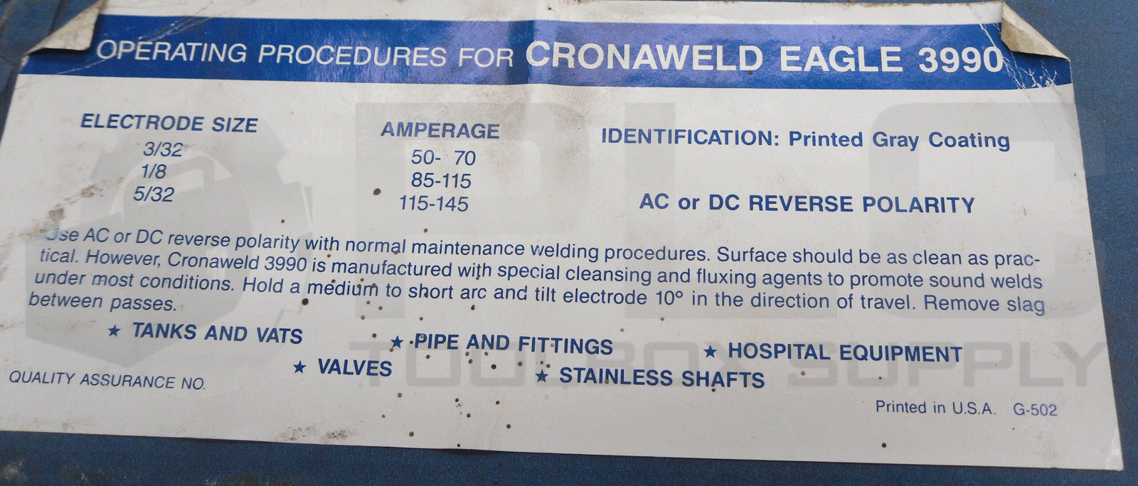 NEW CRONAWELD EAGLE STAINLESS STEEL STICK ROD ELECTRODE 5/32″ X 14″ CW1843