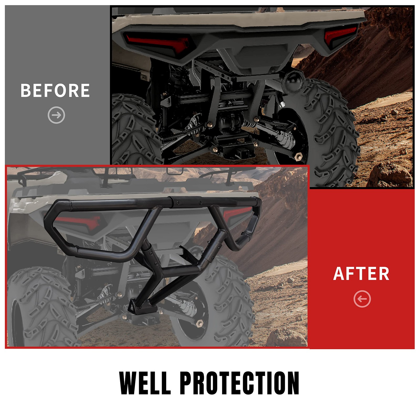 KATIMOTO Rear Bumper Guard for Polaris Sportsman 450 570 21-25, Rear Steel Tu…