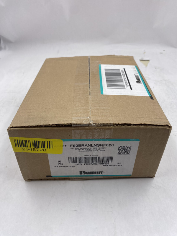 QTY 10 PANDUIT PANNET F92ERANLNSNF020 SINGLEMODE PATCH 2 FIBER SC-APC 1.6MM 20FT