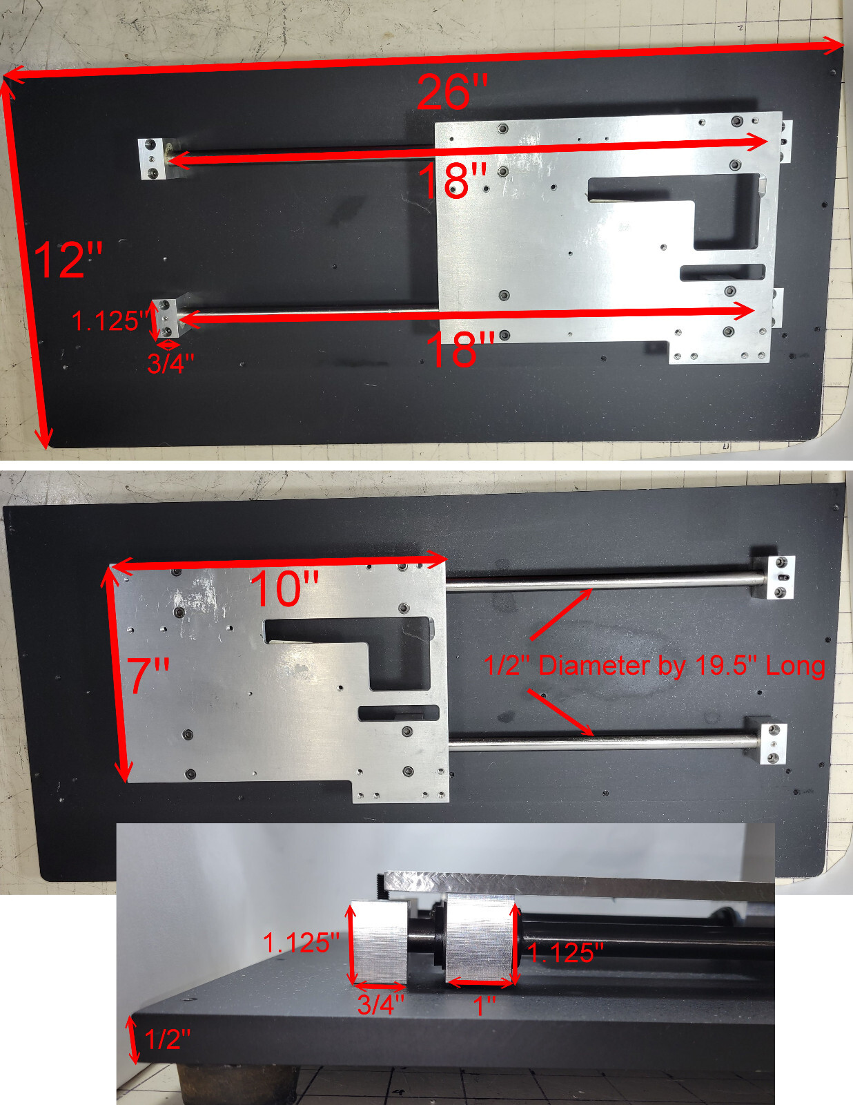 SLIDING SYSTEM ASSY, Travel round linear motion guide rail W/ 18 LBS solid alumi
