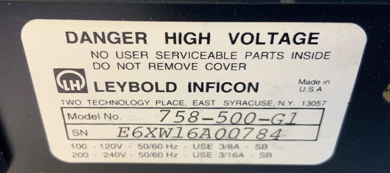 Leybold Inficon 758-500-G1 Thin Film Deposition Monitor NS-U3C