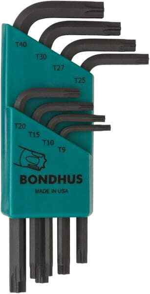 Bondhus 31734 Torx Key Set: 8 Pc, L-Handle, T9 to T40 Torx Sizes T10, T15 & T20
