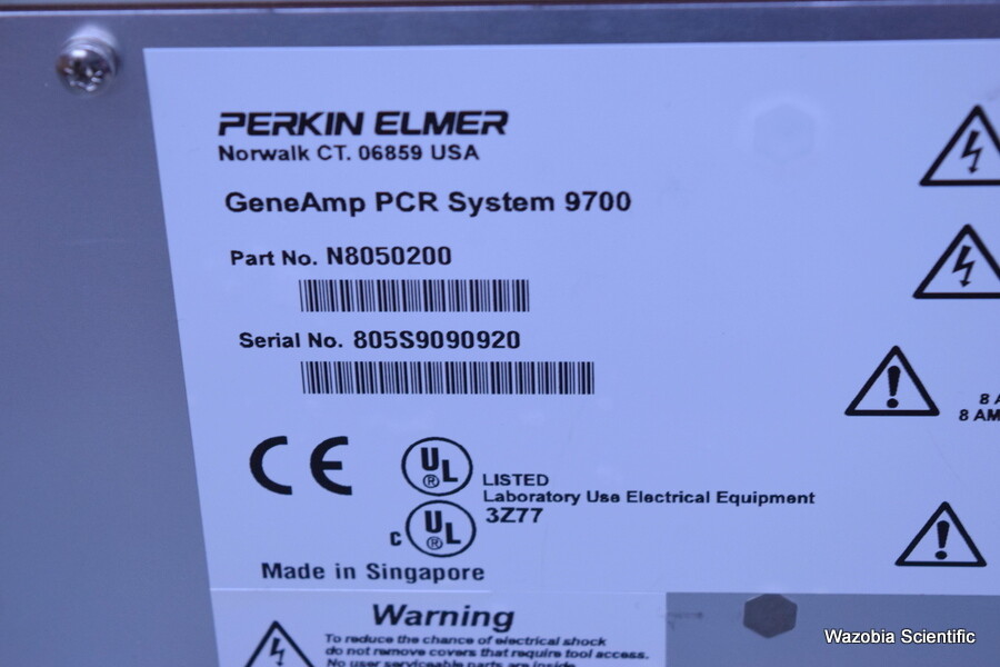 AB APPLIED BIOSYSTEMS GENEAMP PCR SYSTEM 9700 WITH 96 WELL BLOCK N8050200