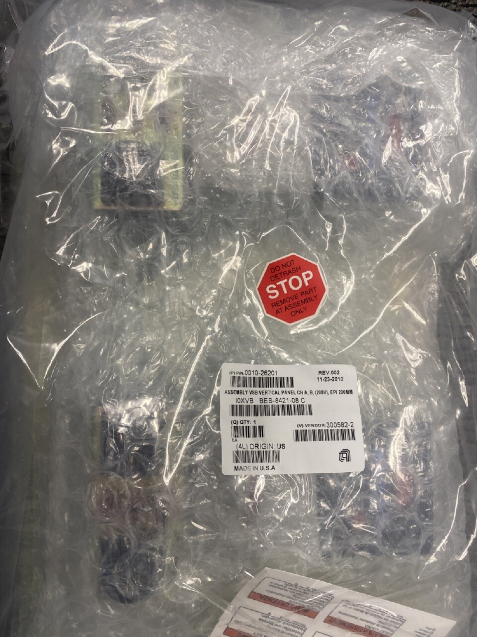 Applied Materials Assembly VSB Vertical Panel CH A, B, 280V, PN: 0010-26201