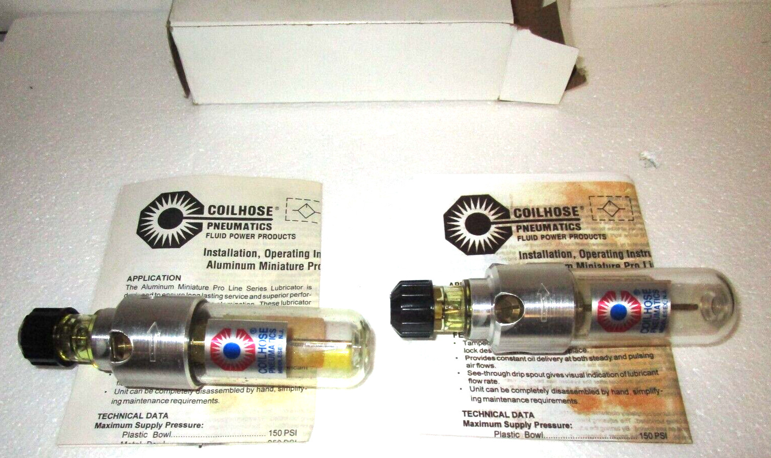 New Coil Hose Pneumatics Oiler For Air Svc Mod #ML2E 1/4″ FNPT 150F Max 150 PSI