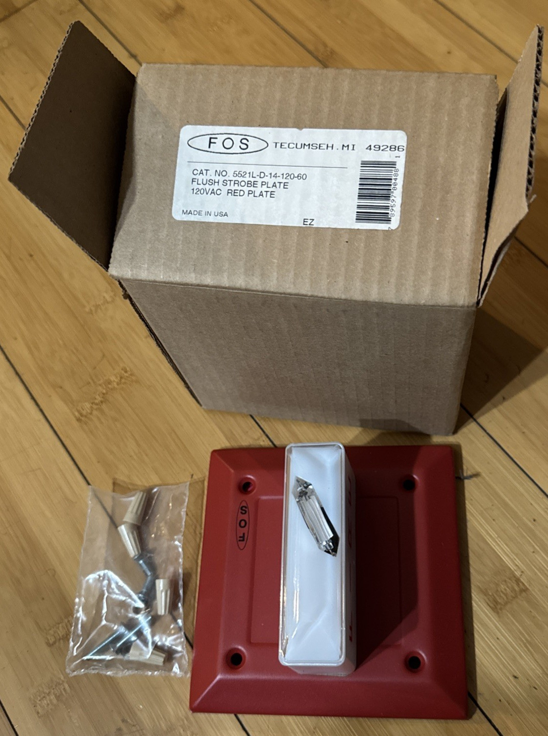 120VAC .096A FOS SIGNALING HORN STROBE FLUSH MOUNT Red Plate 5521D-D-14-120-60
