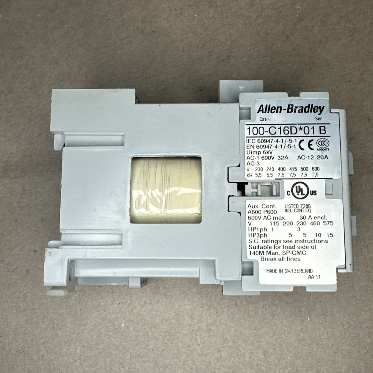 Allen Bradley 100-C16D*01 Contactor Relay Series B 100-C16D 01 Ser B 100C16D01