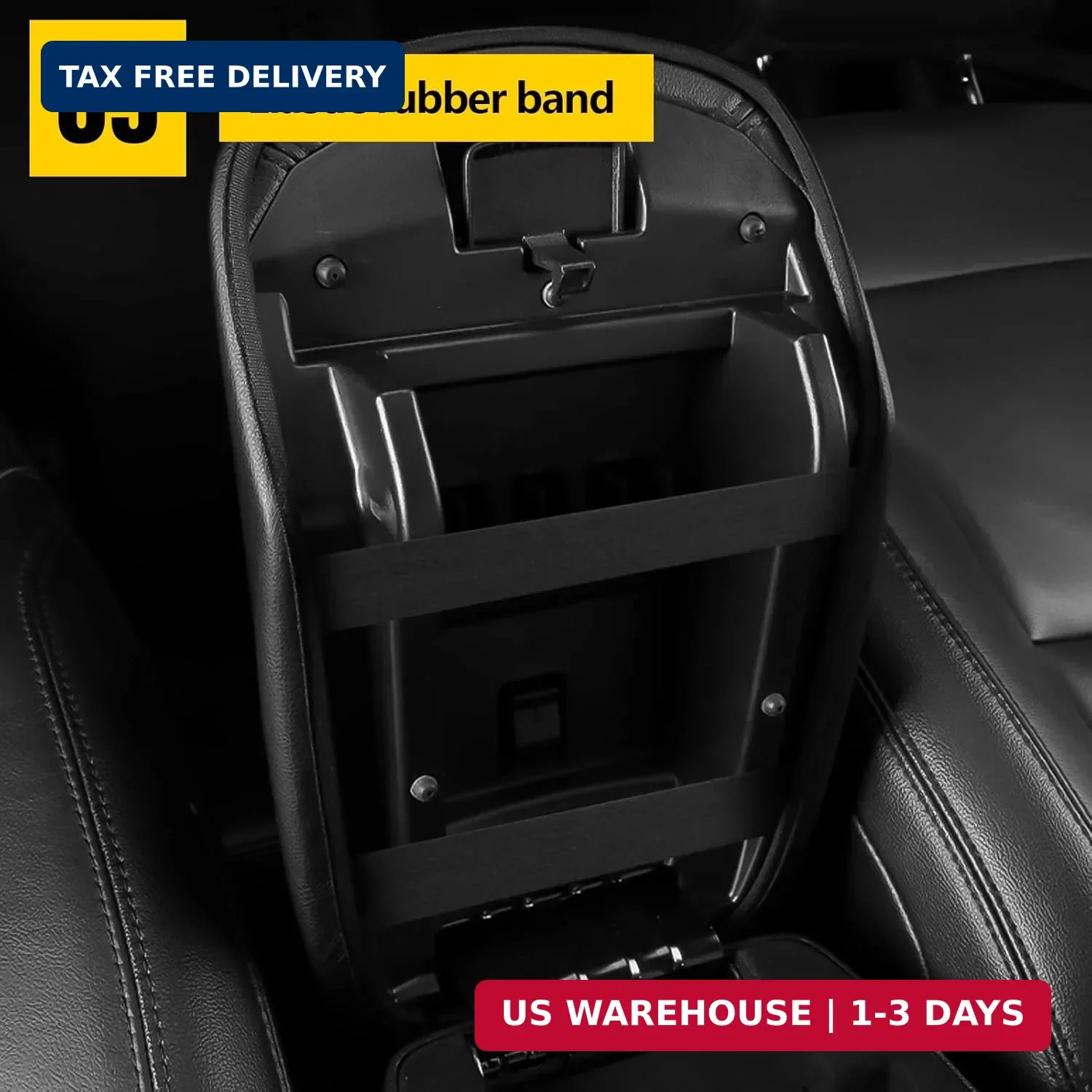 AOMSAZTO Console Covers for 2020-2022 Ford Explorer Leather Black with Black Sti